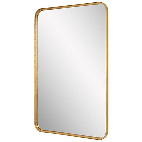 rectangular mirror with rounded corners.